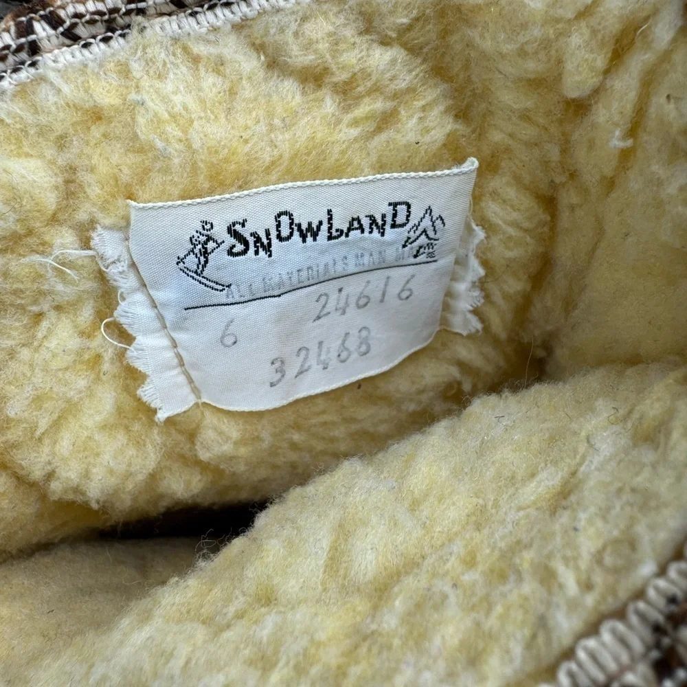 Snowland Vintage Faux Shearling Wedge Heel Mid Snowboots Womens Size 6